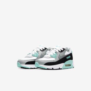 Nike Air Max 90 - Fiatalabb Gyerek Utcai Cipő - Fehér/Világos Szürke/Türkiz/Szürke